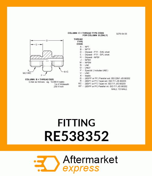 FITTING,PORFS,STRAIGHT, RE538352