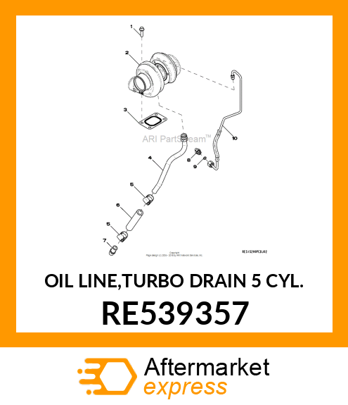 OIL LINE,TURBO DRAIN 5 CYL. RE539357