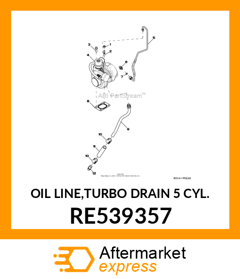 OIL LINE,TURBO DRAIN 5 CYL. RE539357