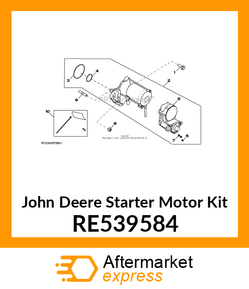 STARTING MOTOR KIT, DENSO, 12V, R5, RE539584