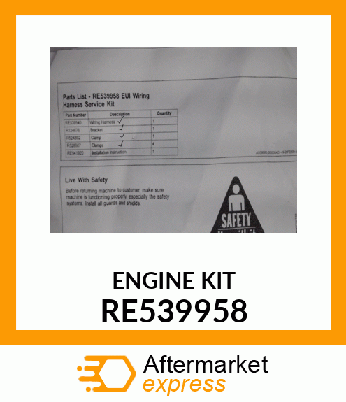 ENGINE KIT, SERVICE,EUI WIRING HARN RE539958