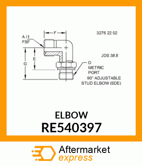 FITTING,90 ADJ STUD ORFS RE540397