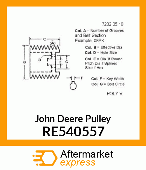 PULLEY,IDLER PULLEY, 8PK RIB, POWDE RE540557