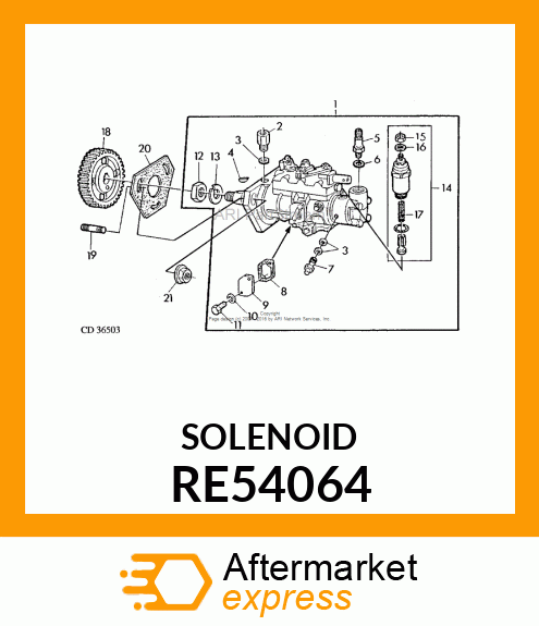 SOLENOID, FUEL SHUT RE54064