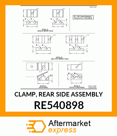 CLAMP, REAR SIDE ASSEMBLY RE540898