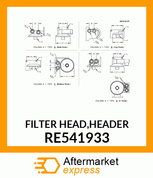 FILTER HEAD,HEADER RE541933