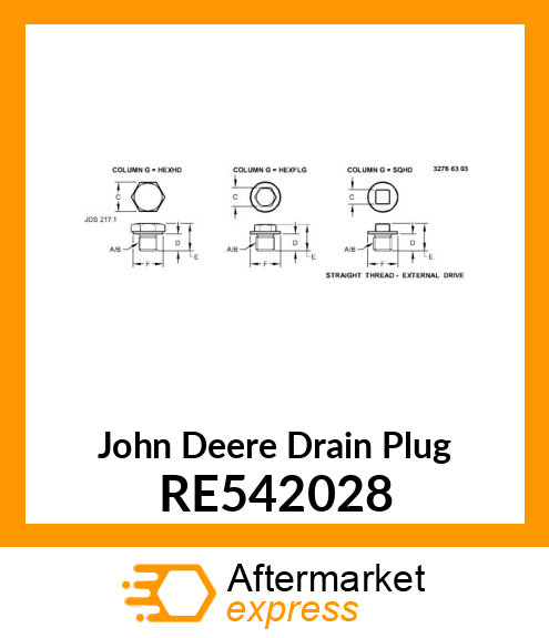 PLUG,WITH ANTISEIZE RE542028