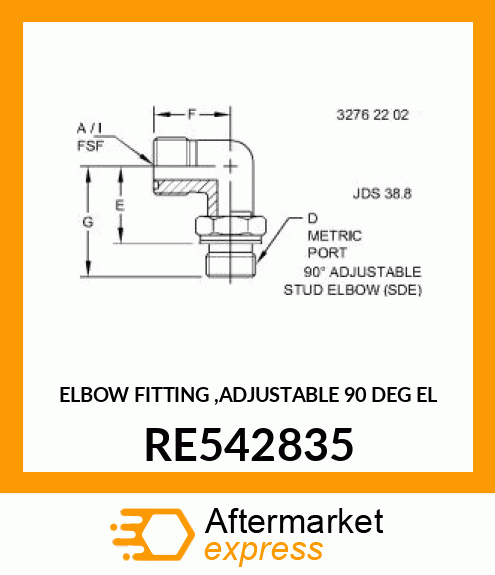 ELBOW FITTING ,ADJUSTABLE 90 DEG EL RE542835