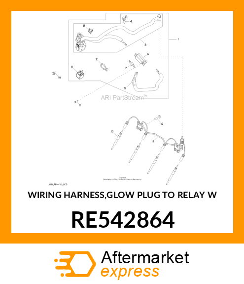 WIRING HARNESS,GLOW PLUG TO RELAY W RE542864