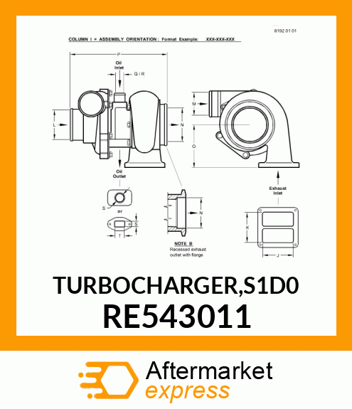 TURBOCHARGER,S1D0 RE543011