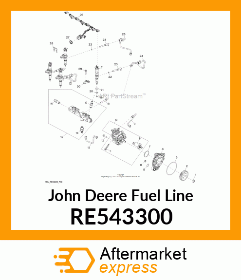 FUEL LINE,COMMON RAIL TO FUEL INJEC RE543300