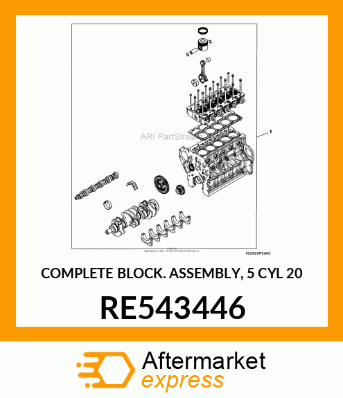 COMPLETE BLOCK ASSEMBLY, 5 CYL; 20 RE543446