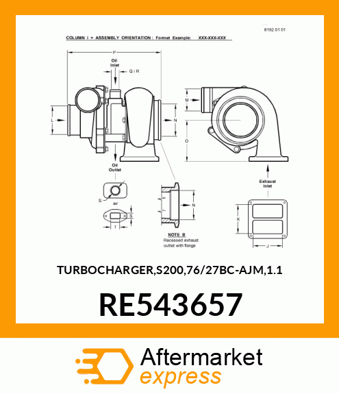TURBOCHARGER,S200,76/27BC RE543657