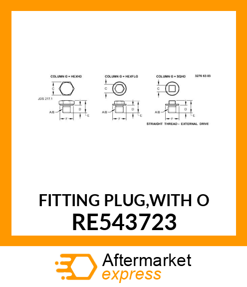 FITTING PLUG,WITH O RE543723