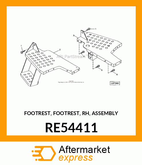 FOOTREST, FOOTREST, RH, ASSEMBLY RE54411