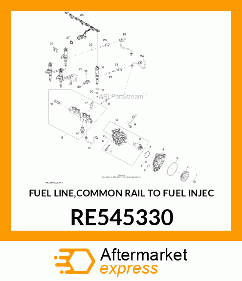 FUEL LINE,COMMON RAIL TO FUEL INJEC RE545330