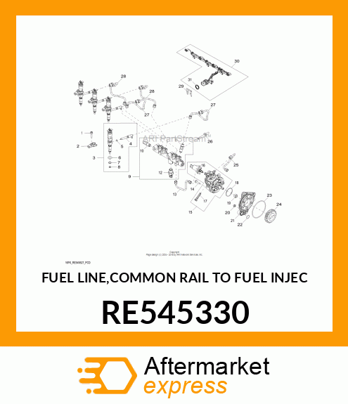 FUEL LINE,COMMON RAIL TO FUEL INJEC RE545330