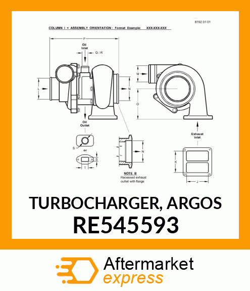 TURBOCHARGER, ARGOS RE545593