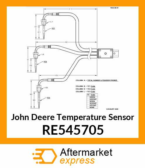 TEMPERATURE SENSOR,EXHAUST GAS 9 RE545705