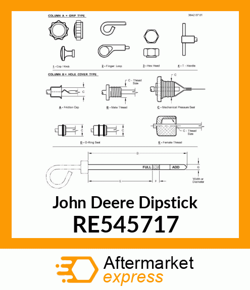 DIPSTICK,WITH OIL FILLER CAP RE545717