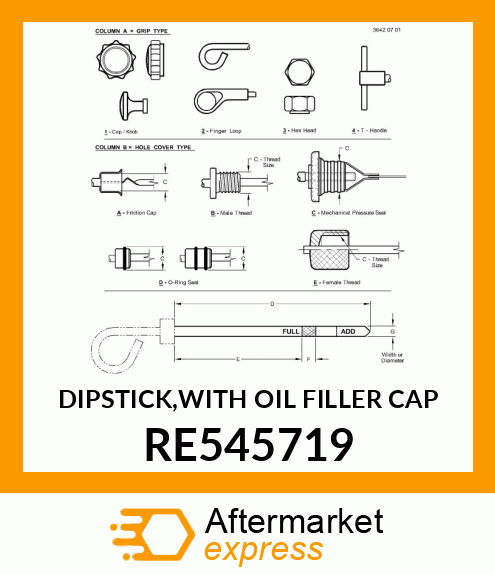 DIPSTICK,WITH OIL FILLER CAP RE545719