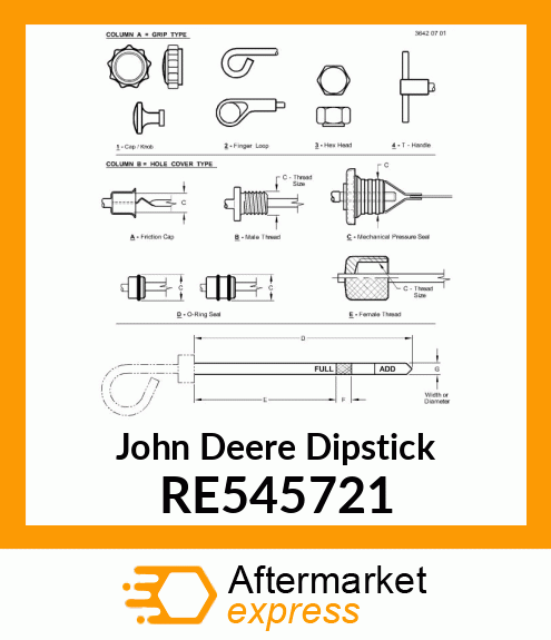 DIPSTICK,WITH OIL FILLER CAP RE545721