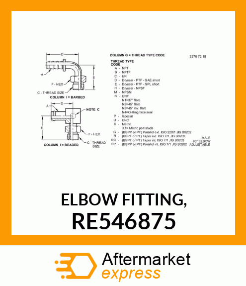 ELBOW FITTING, RE546875