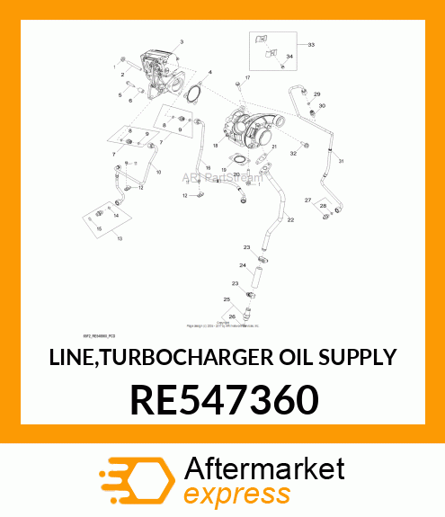 LINE,TURBOCHARGER OIL SUPPLY RE547360