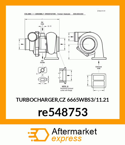 TURBOCHARGER,CZ 6665WBS3/11.21 re548753