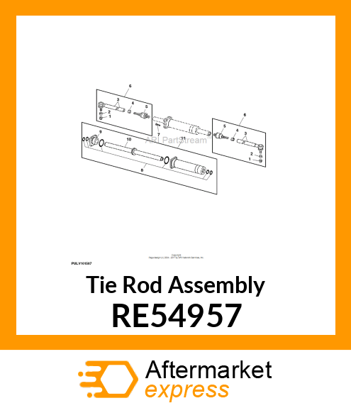 TIE ROD ASSEMBLY, ROD, OUTER TIE, A RE54957
