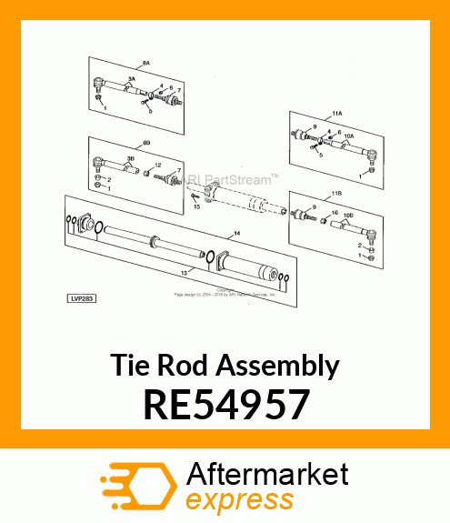 TIE ROD ASSEMBLY, ROD, OUTER TIE, A RE54957