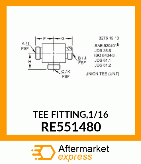 TEE FITTING,1/16 RE551480