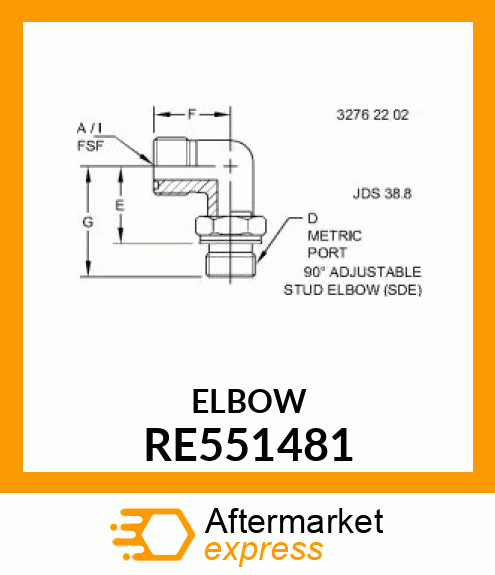 ELBOW FITTING,90 DEGREE ELBOW RE551481