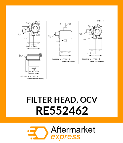 FILTER HEAD, OCV RE552462