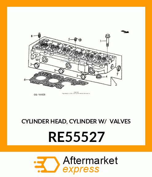 CYLINDER HEAD, CYLINDER W/ VALVES RE55527