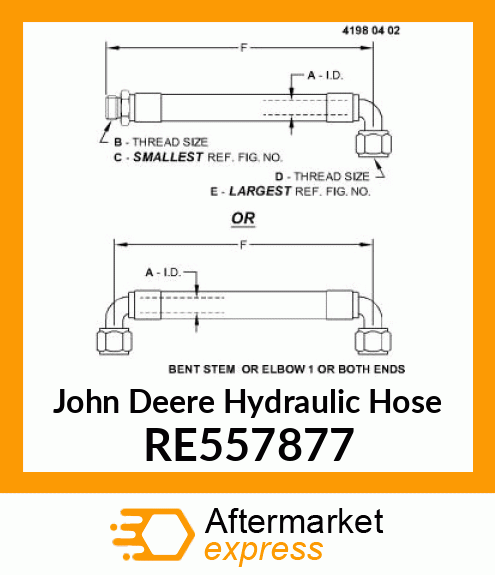 HYDRAULIC HOSE, ACTIVE SEAT PRESSUR RE557877