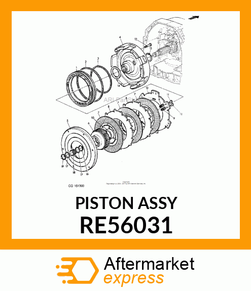 PISTON,CLUTCH W/ EXHAUST BALL RE56031