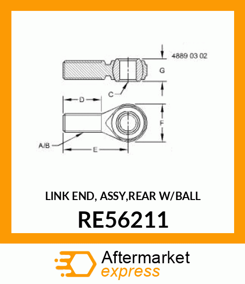 LINK END, ASSY,REAR W/BALL RE56211