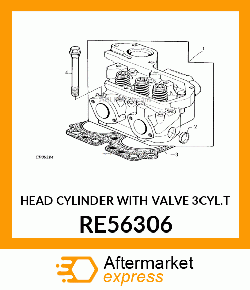 HEAD CYLINDER WITH VALVE 3CYL.T RE56306