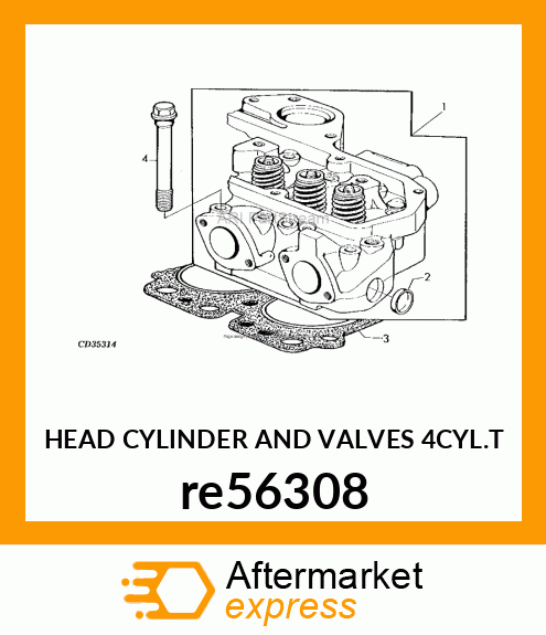 HEAD CYLINDER AND VALVES 4CYL.T re56308