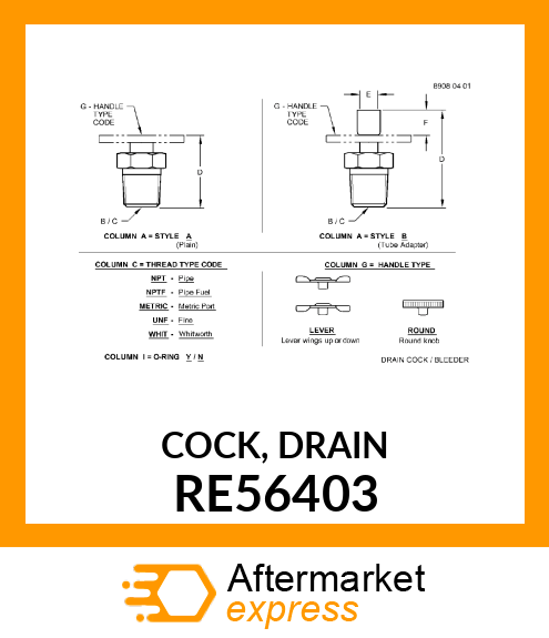 COCK, DRAIN RE56403