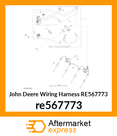 WIRING HARNESS,GLOW PLUG RELAY TO A re567773