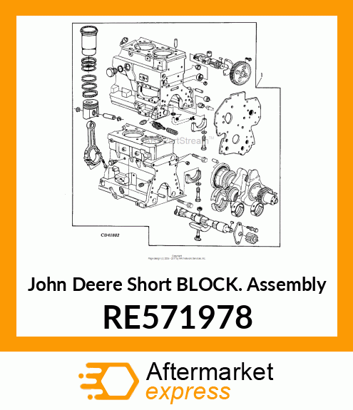 SHORT BLOCK ASSEMBLY, 4 CYL GRAY IR RE571978