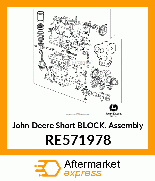 SHORT BLOCK ASSEMBLY, 4 CYL GRAY IR RE571978