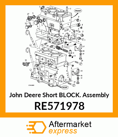 SHORT BLOCK ASSEMBLY, 4 CYL GRAY IR RE571978