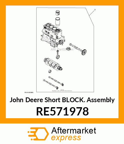 SHORT BLOCK ASSEMBLY, 4 CYL GRAY IR RE571978