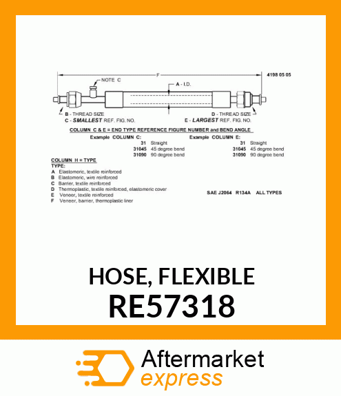 HOSE, FLEXIBLE RE57318