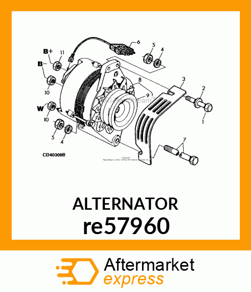 ALTERNATOR,ALTERNATOR, 55 AMP, MAGN re57960