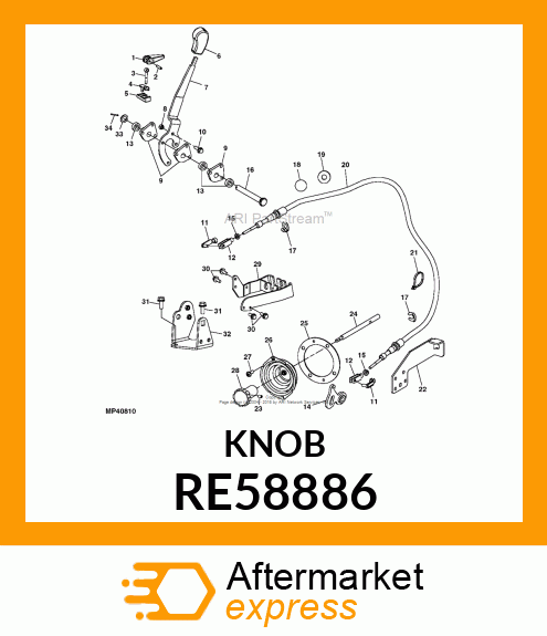 KNOB, CONTROL, W/SET SCREW RE58886