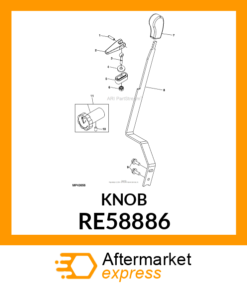 KNOB, CONTROL, W/SET SCREW RE58886